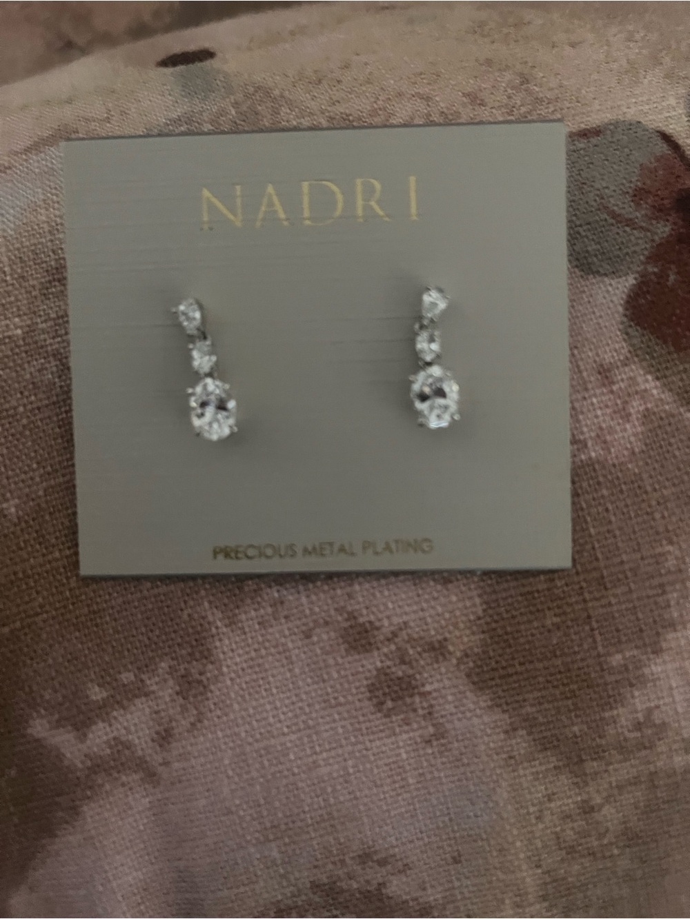 Nadri Silver Crystal Drop Earrings - Clear Stones